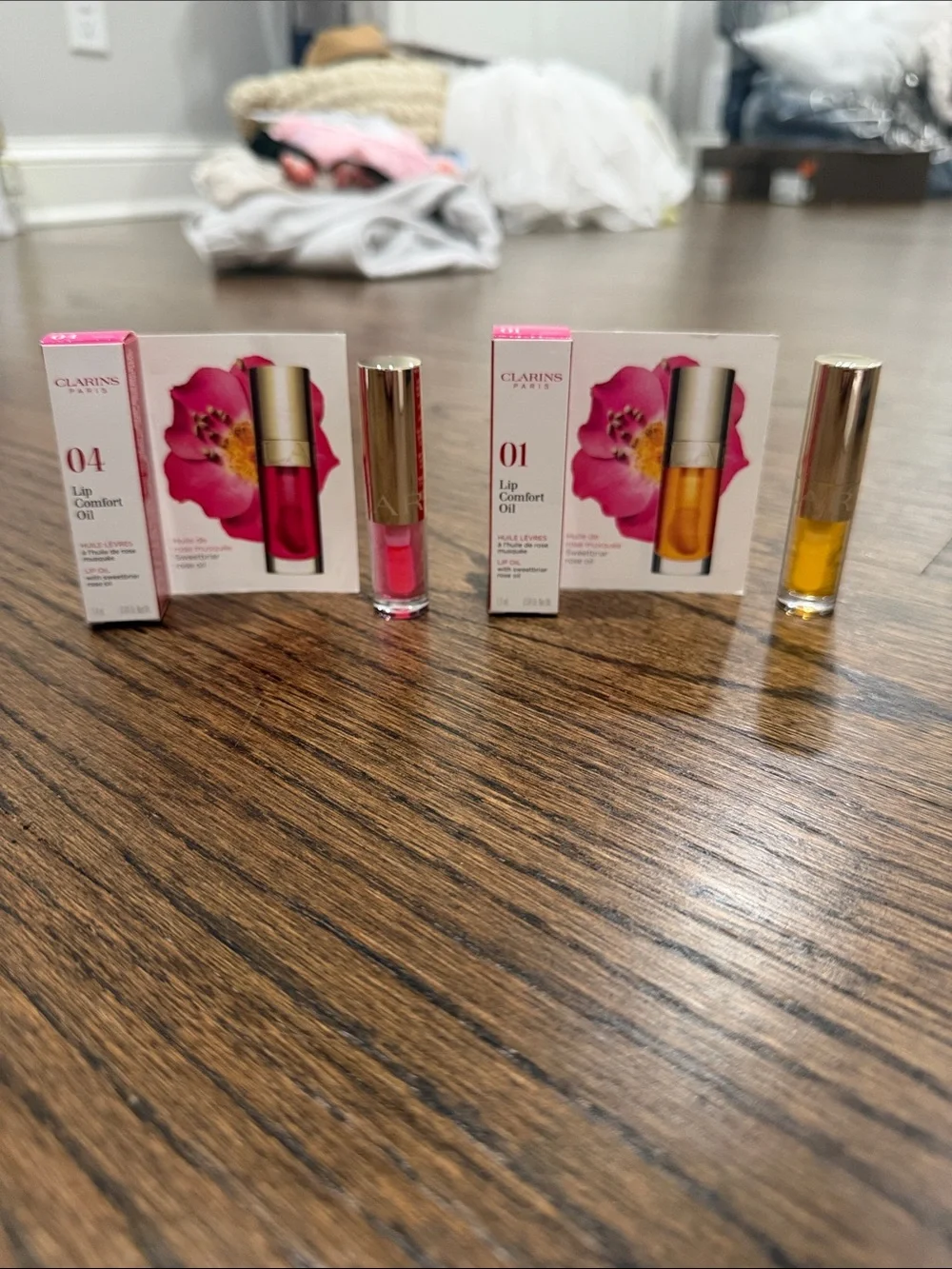Clarins travel size Lip Comfort Oil Duo — Pitaya & Honey